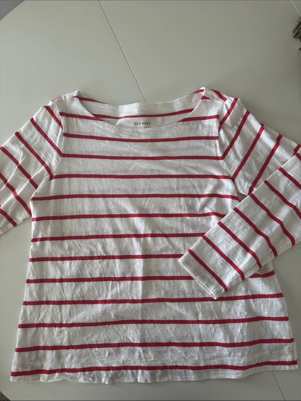 Old Navy White & Red Stripe Long Sleeve Tee for Kids